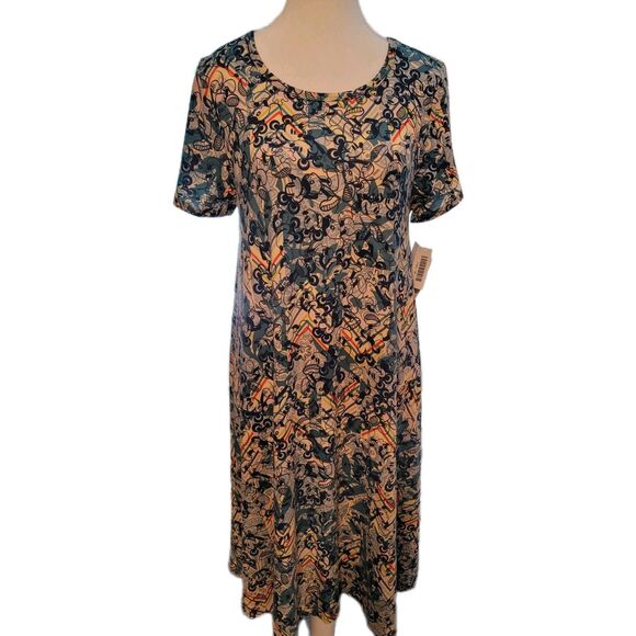 Disney Mickey Mouse Dress LulaRoe Carly sz M/L Blue NWT mid length high low hem - Picture 1 of 13